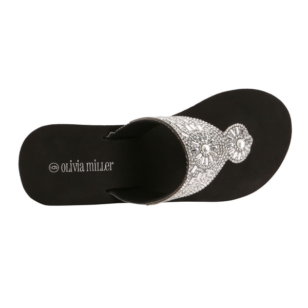 olivia miller rhinestone flip flops