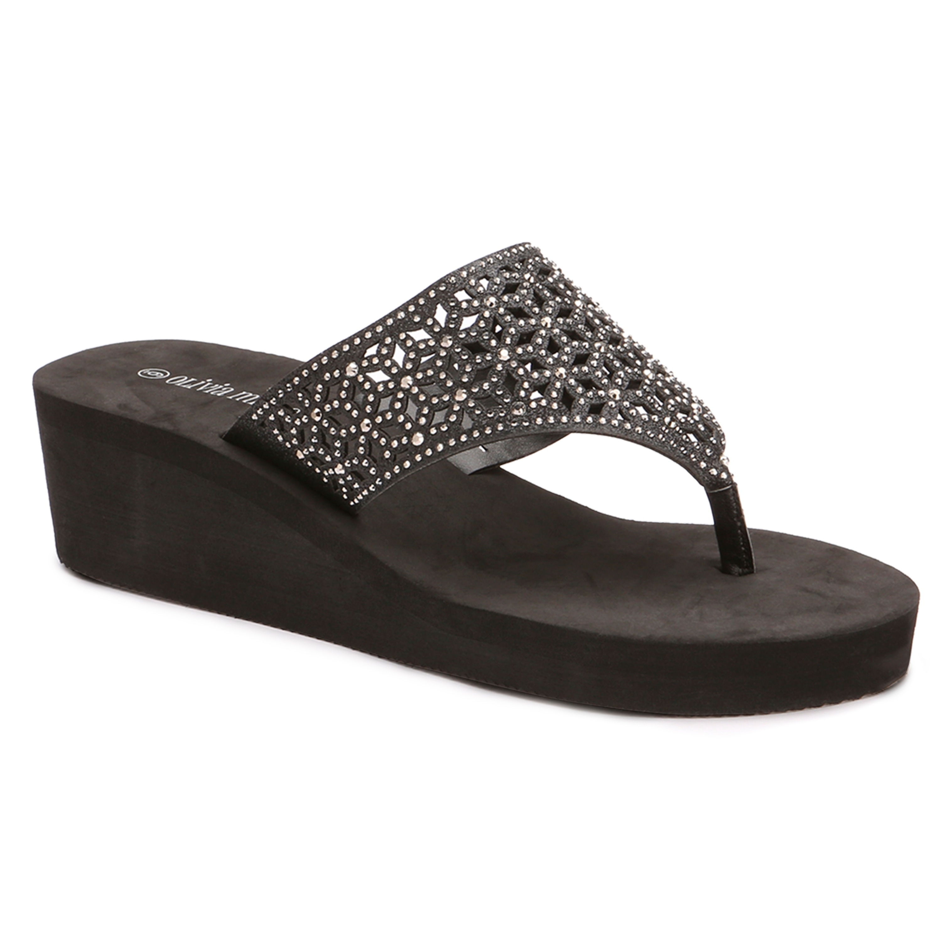 olivia miller rhinestone flip flops