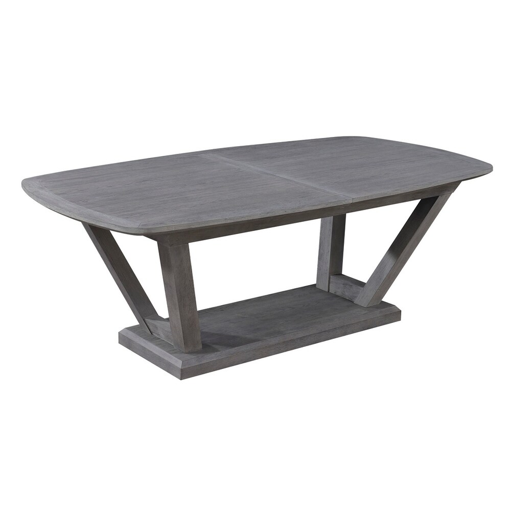 Strick and Bolton Fara Slate Grey 84-inch Dining Table with Self-storing Butterfly Leaf