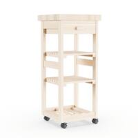 Oceanstar Bamboo Kitchen Trolley Free Shipping Today Porch Den Estelle Unfinished Solid Parawood Kitchen Trolley