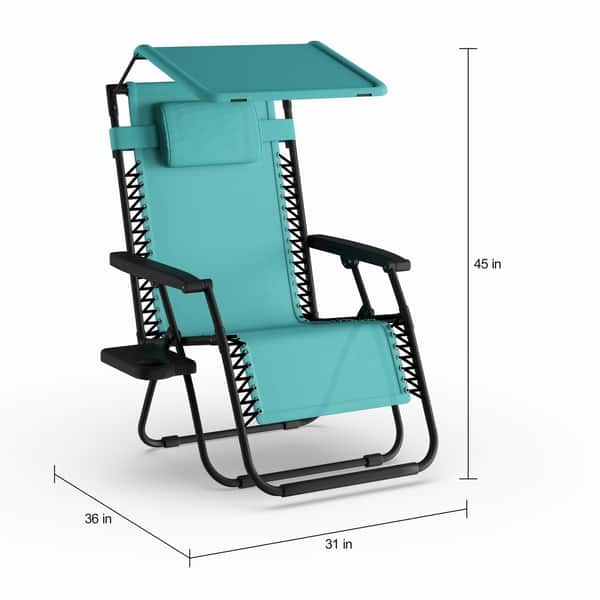 Garden City Oversized Zero Gravity Chair with Sunshade and Drink Tray
