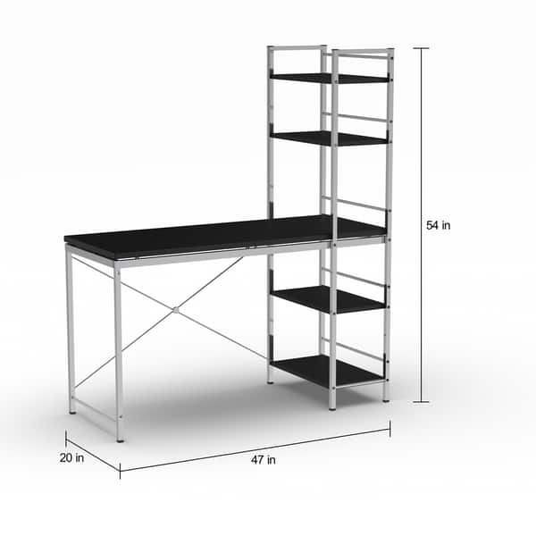 Porch & Den Second Avenue Black and Chrome Computer Desk with Shelves