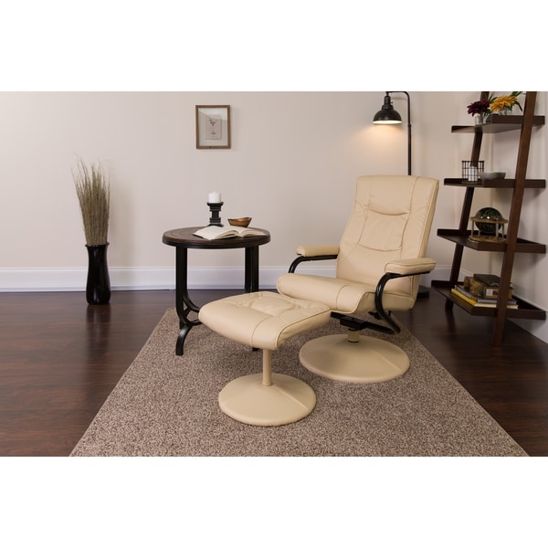 Copper Grove Bernau Contemporary Leather Recliner and Ottoman