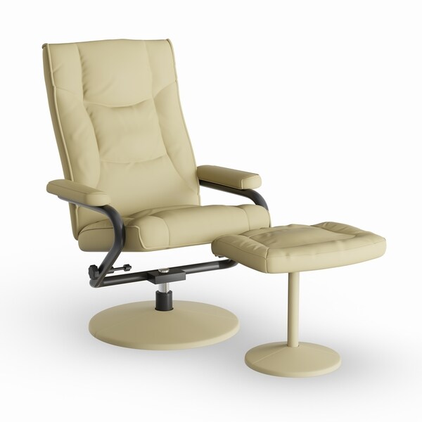 Porch & Den Stonehurst Oscar Contemporary Leather Recliner and Ottoman