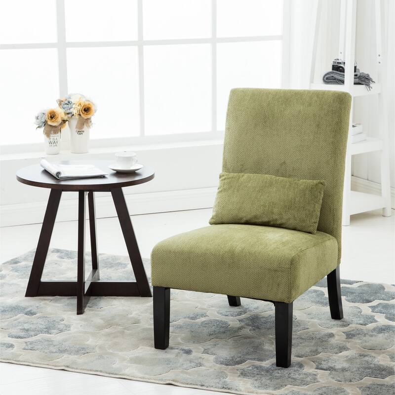 Porch & Den Vista Armless Chenille Accent Chair w/ Kidney Pillow