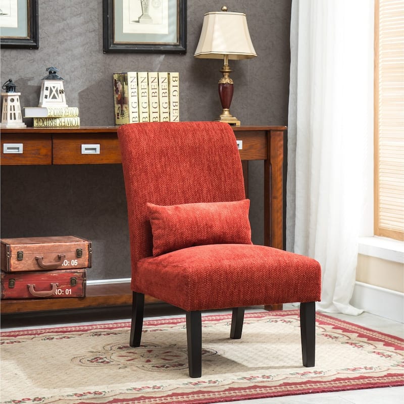 Porch & Den Vista Armless Chenille Accent Chair w/ Kidney Pillow