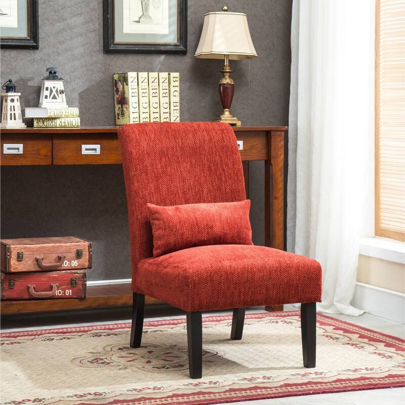 Porch & Den Vista Armless Chenille Accent Chair w/ Kidney Pillow