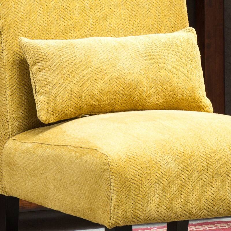 Porch & Den Vista Armless Chenille Accent Chair w/ Kidney Pillow