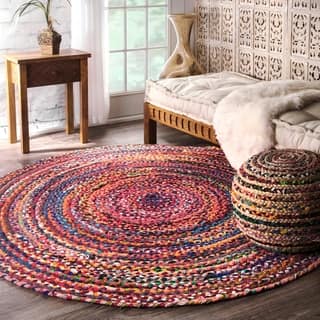 Natural Fiber Round Oval Square Area Rugs Online At The Curated Nomad Grove Handmade Braided Multicolor Rug 8 Round