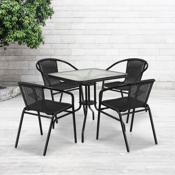 Shop Havenside Home Bellport Metal Glass 5 Piece Square Patio Set