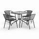 Havenside Home Bellport 5-piece Square Metal/ Glass Table with Rattan Chairs Set - Thumbnail 1