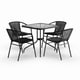 Havenside Home Bellport 5-piece Square Metal/ Glass Table with Rattan Chairs Set - Thumbnail 0