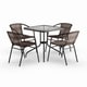 Havenside Home Bellport 5-piece Square Metal/ Glass Table with Rattan Chairs Set - Thumbnail 2