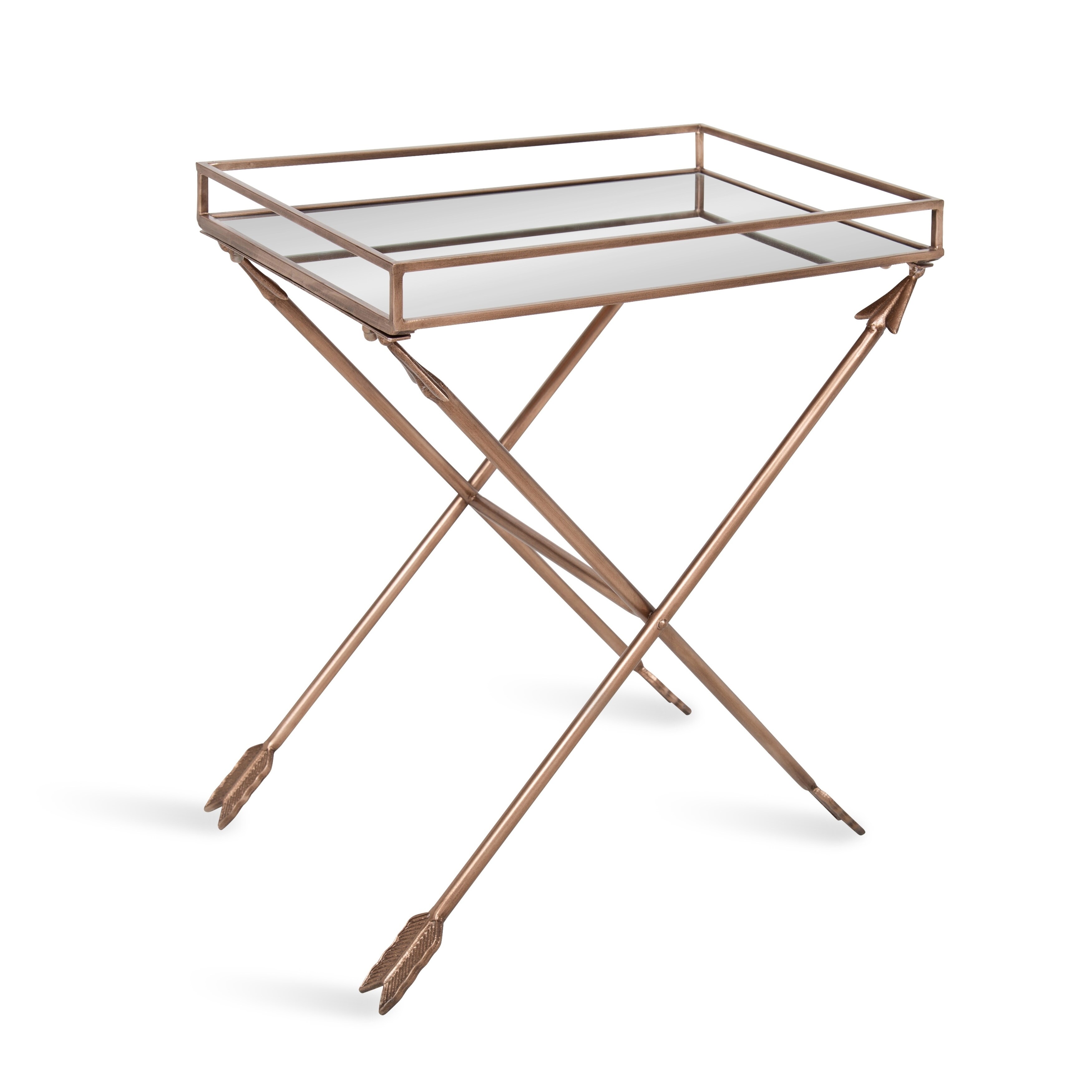 Silver Orchid Jalabert Arrow Metal Accent Table With Mirrored Tray Top Silver Orchid Jalabert Arrow Metal Accent Table With Mirrored Tray Top