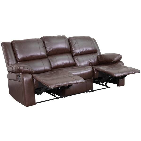 Shop Copper Grove Malheur Leather Sofa With Two Built In Recliners