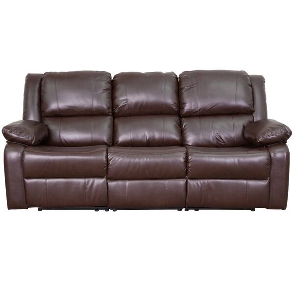 Shop Copper Grove Malheur Leather Sofa With Two Built In Recliners