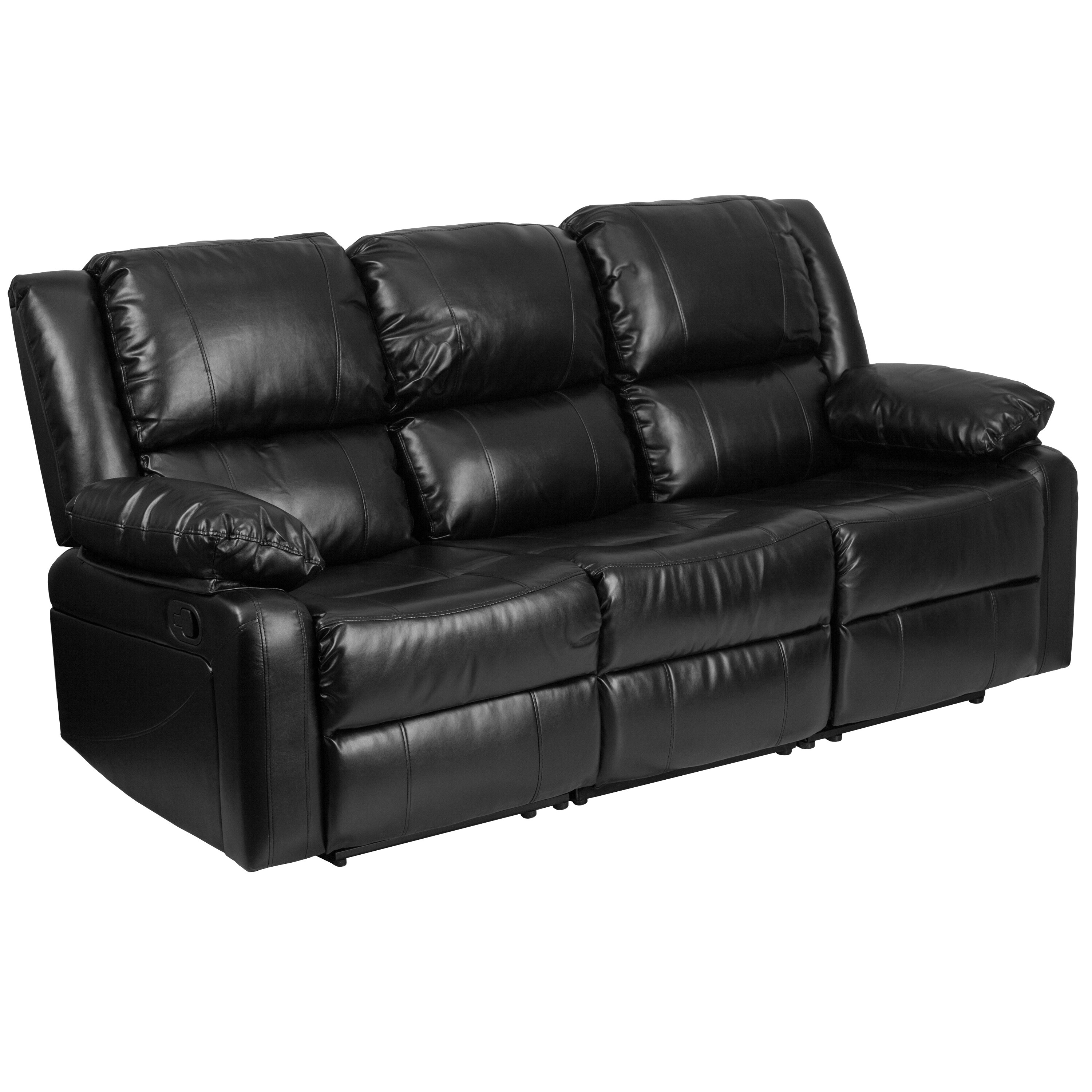 Shop Copper Grove Malheur Leather Sofa With Two Built In Recliners
