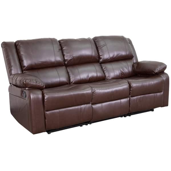 Shop Copper Grove Malheur Leather Sofa With Two Built In Recliners