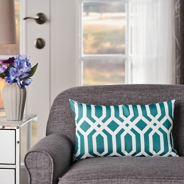 Grey couch with teal pillows hot sale