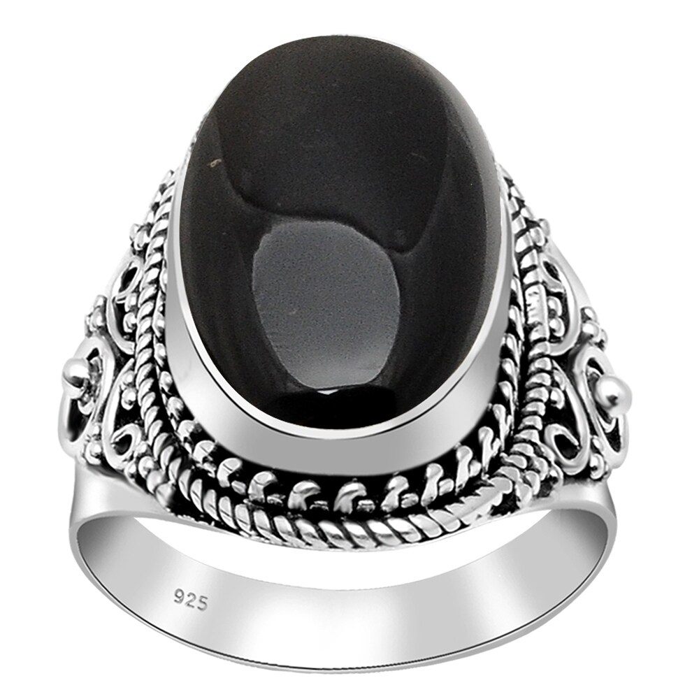 925 Sterling Silver Black Onyx Ring Black Stone Gemstone Ring For Girl Women Gift Ring Size 4 5 6 7 8 9 10 11 12 13 14 15 16 Rings Kolhergroup Statement