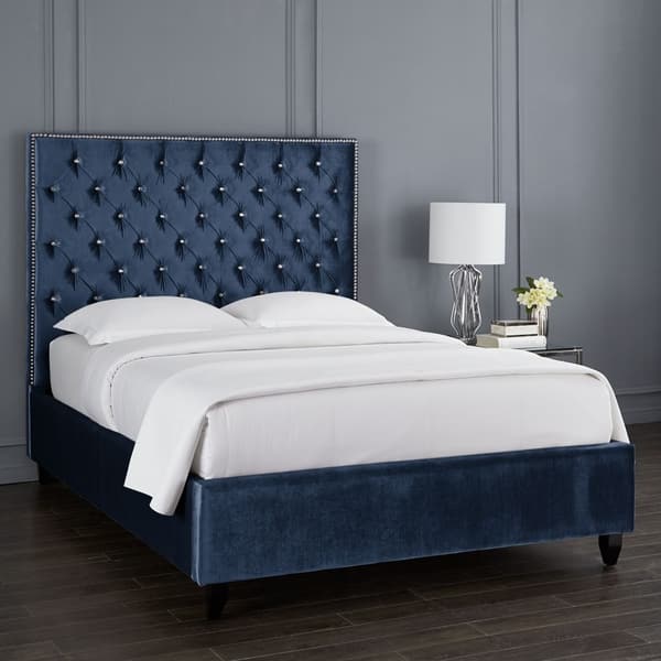 Crystal Velvet Upholstered Tufted Platform Bed Free Crystal Velvet Upholstered Tufted Platform Bed Free