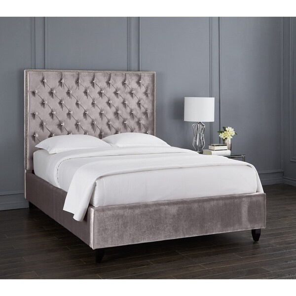 Shop Crystal Velvet Upholstered Tufted Platform Bed - Free Shipping ...