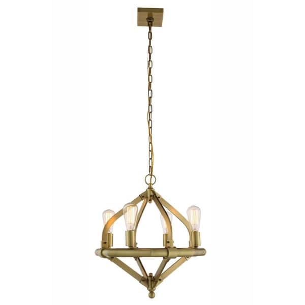 slide 2 of 3, Royce Edge 4-Light Pendant (Burnished Brass, Bronze, Polished Nickel)