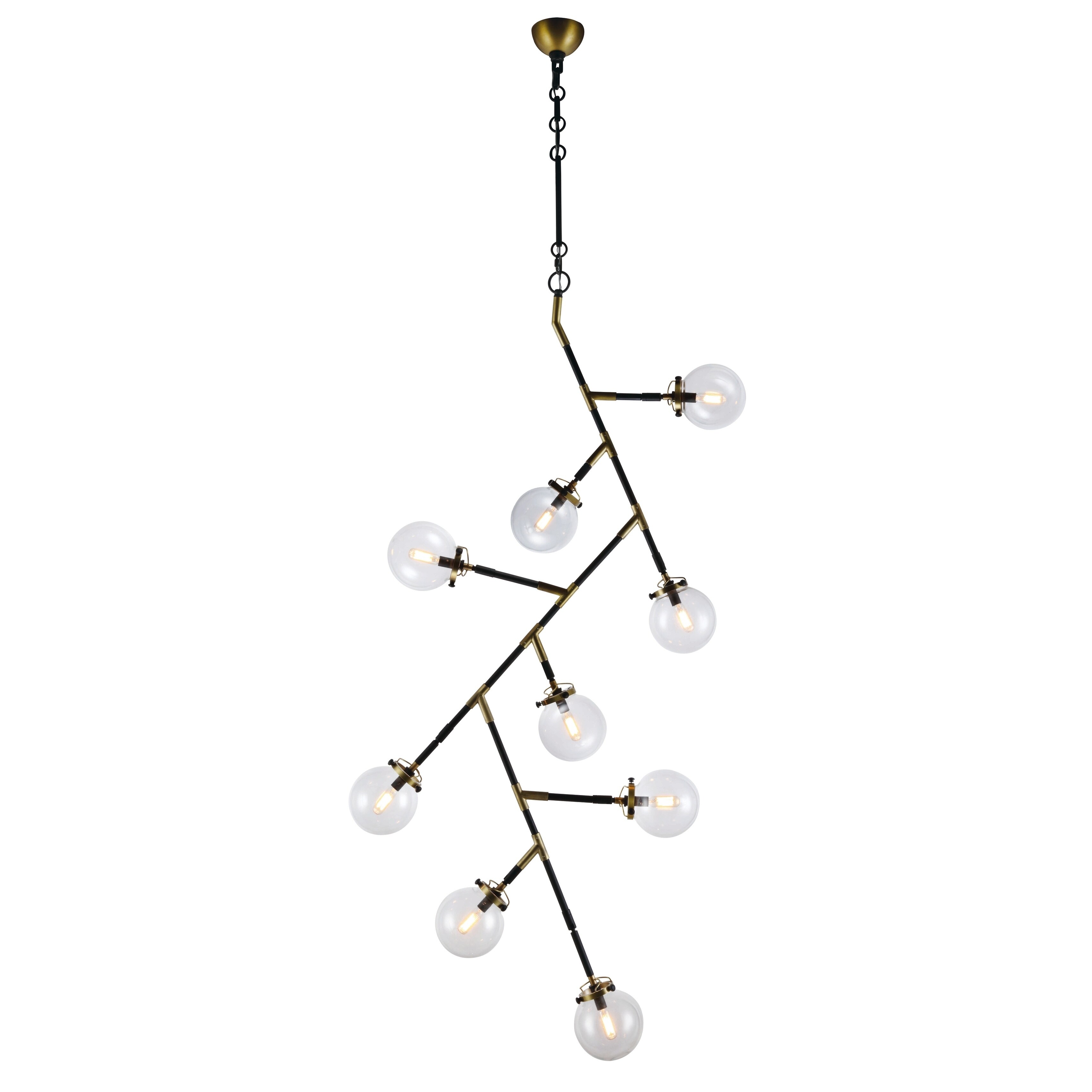 Royce Edge 9-Light Chandelier (Burnished Brass&Flat Black, Polished Nickel) (Brass - burnished brass&flat black) - Chandeliers For Bedrooms by Overstock.com