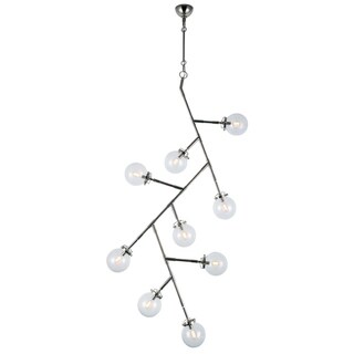 Royce Edge 9-Light Chandelier (Burnished Brass&Flat Black, Polished Nickel) (Nickel - Polished Nickel) - Chandeliers For Bedrooms by Overstock.com
