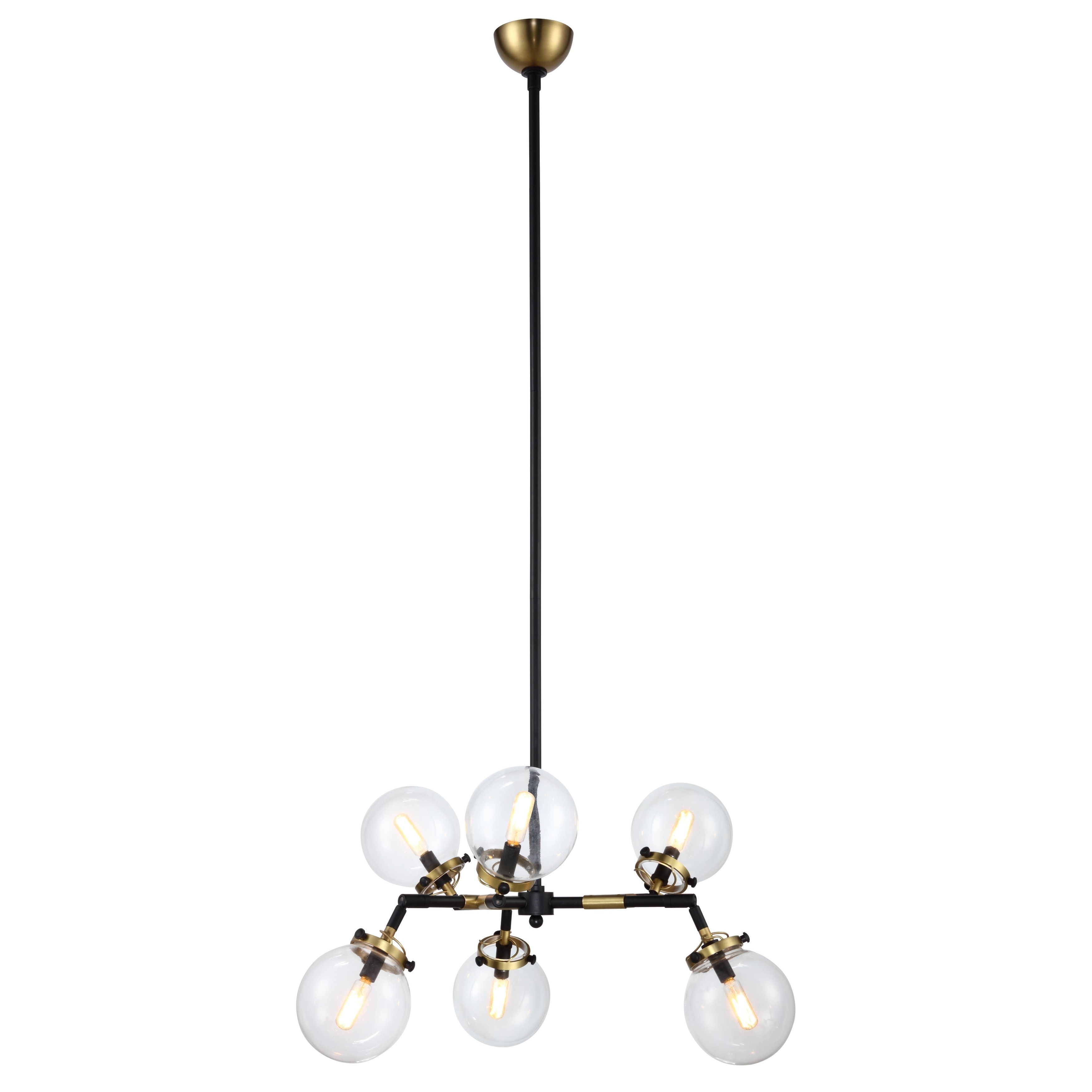 Royce Edge 6-Light Chandelier (Burnished Brass&Flat Black, Polished Nickel) (Brass - burnished brass&flat black) - Chandeliers For Bedrooms by Overstock.com
