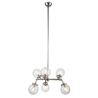 Royce Edge 6-Light Chandelier (Burnished Brass&Flat Black, Polished Nickel) (Nickel - Polished Nickel) - Chandeliers For Bedrooms by Overstock.com