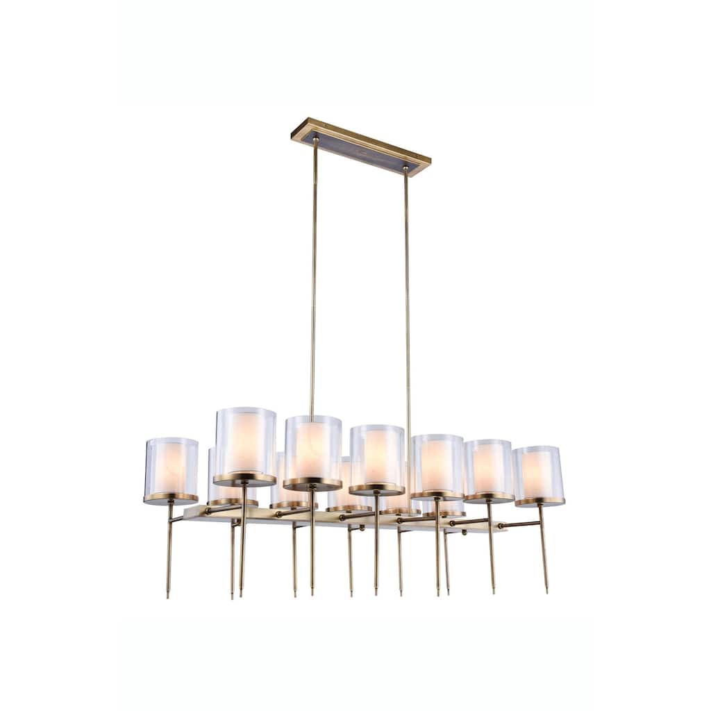 Royce Edge 12-Light Chandelier (Burnished Brass, Bronze, Vintage Nickel)