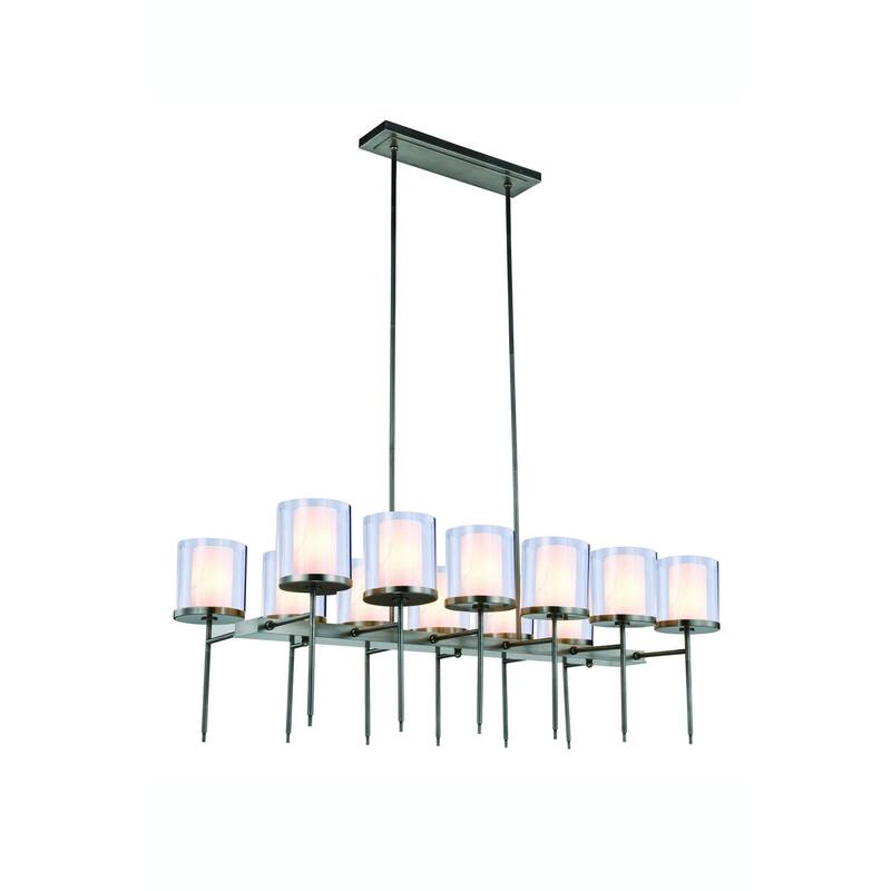 Royce Edge 12-Light Chandelier (Burnished Brass, Bronze, Vintage Nickel)
