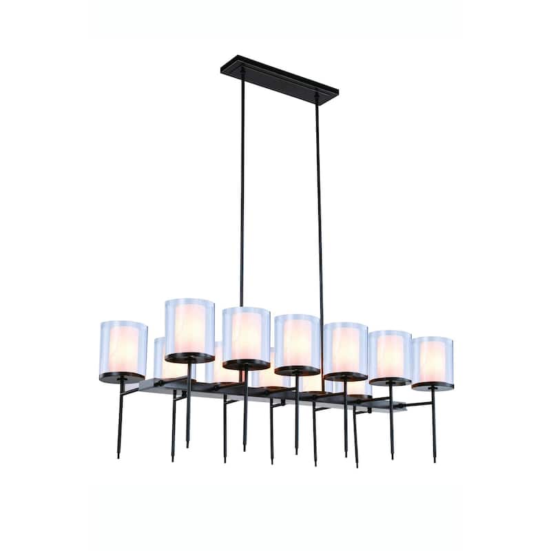 Royce Edge 12-Light Chandelier (Burnished Brass, Bronze, Vintage Nickel) - Bronze