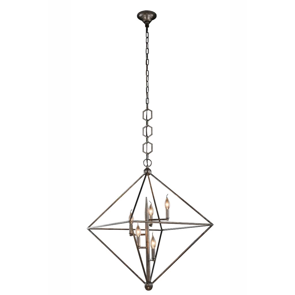 Royce Edge 5-Light Pendant (Aged Iron, Golden Iron, Vintage Silver Leaf)