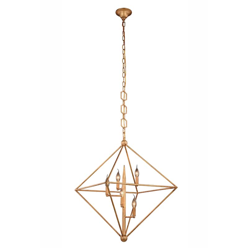 Royce Edge 5-Light Pendant (Aged Iron, Golden Iron, Vintage Silver Leaf)