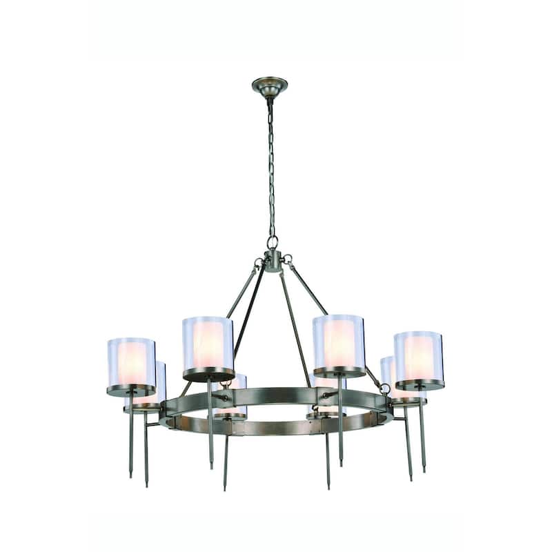 Royce Edge 8-Light Chandelier (Burnished Brass, Bronze, Vintage Nickel) - vintage nickel