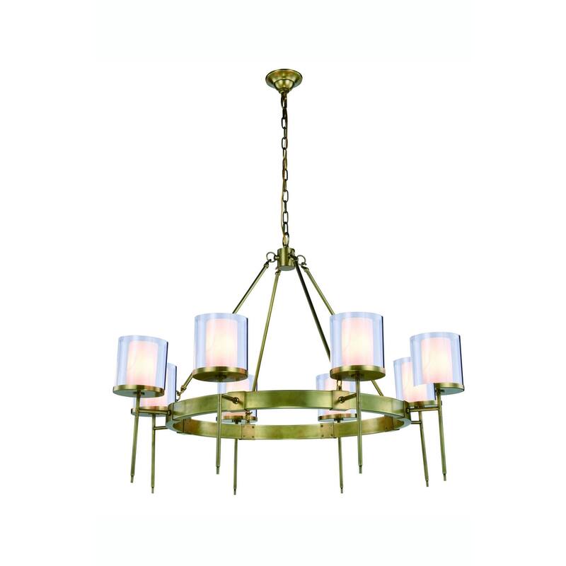 Royce Edge 8-Light Chandelier (Burnished Brass, Bronze, Vintage Nickel)