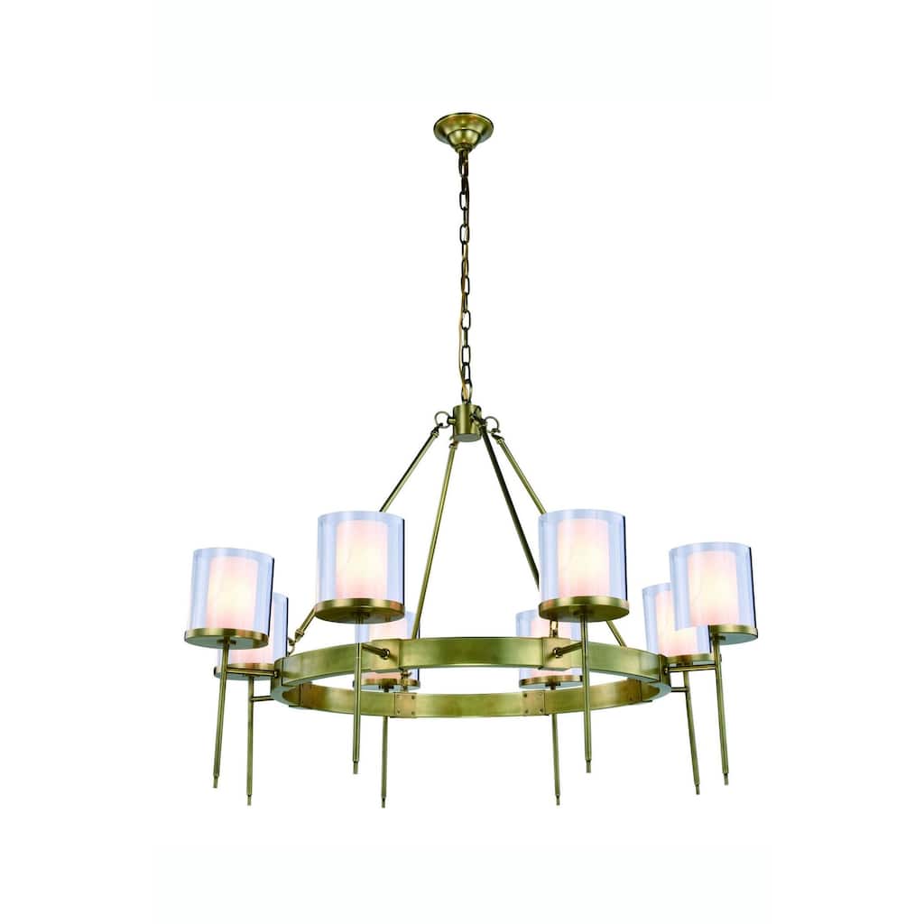 Royce Edge 8-Light Chandelier (Burnished Brass, Bronze, Vintage Nickel)