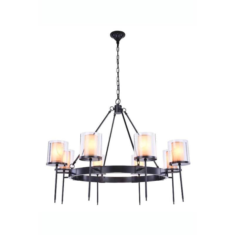 Royce Edge 8-Light Chandelier (Burnished Brass, Bronze, Vintage Nickel)