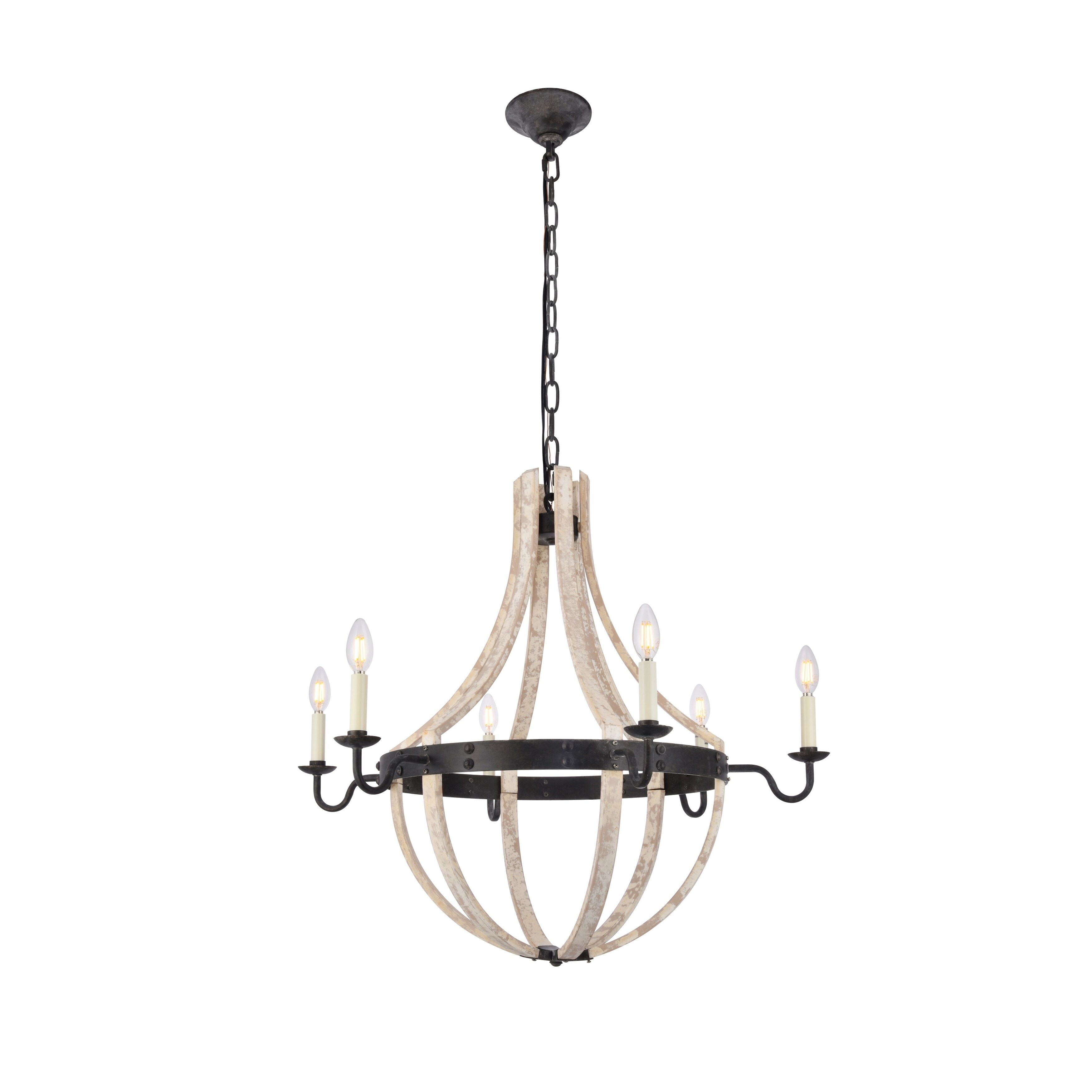 Royce Edge 6-Light Chandelier (Ivory Wash&Steel Grey, Saddle Rust&Golden Iron) (N/A - ivory wash & steel grey) - Chandeliers For Bedrooms by Overstock.com