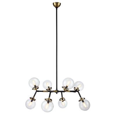 Royce Edge 8-Light Chandelier (Burnished Brass&Flat Black, Polished Nickel)