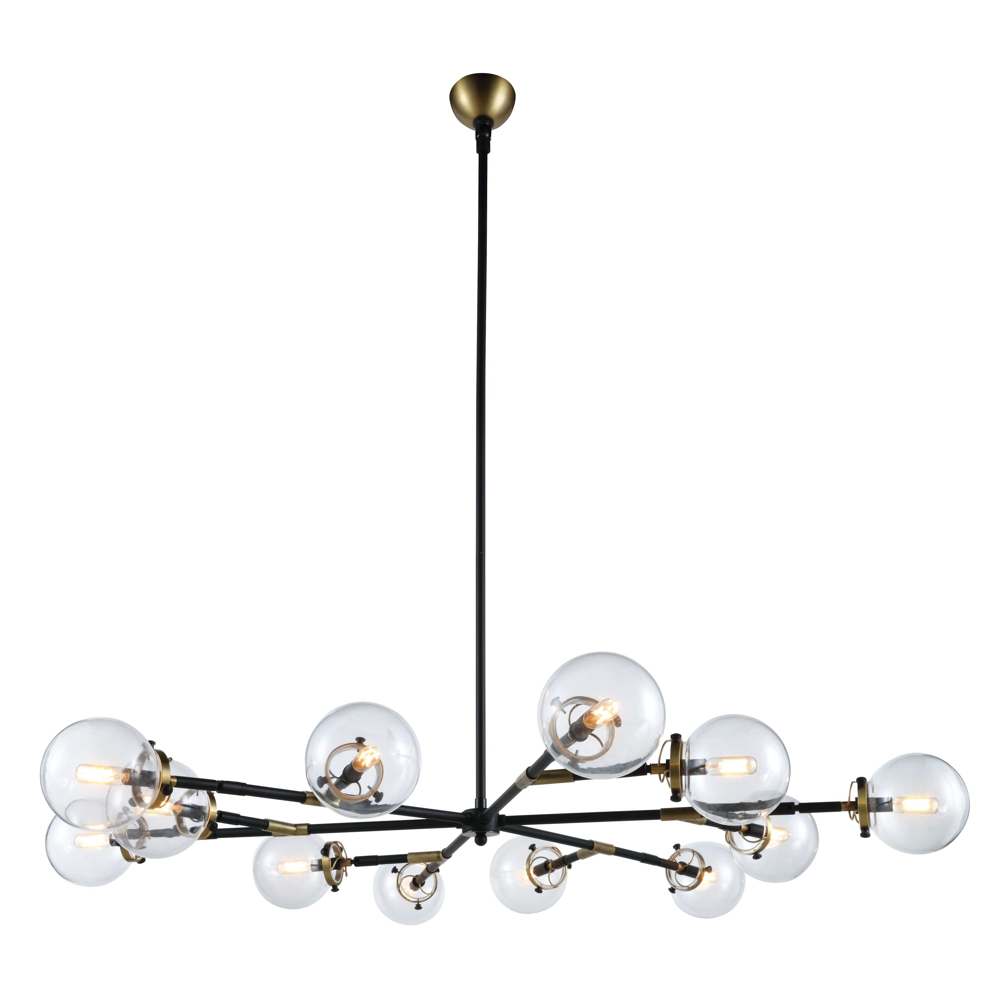 Royce Edge 12-Light Chandelier (Burnished Brass&Flat Black, Polished Nickel) (Brass - burnished brass&flat black) - Chandeliers For Bedrooms by Overstock.com