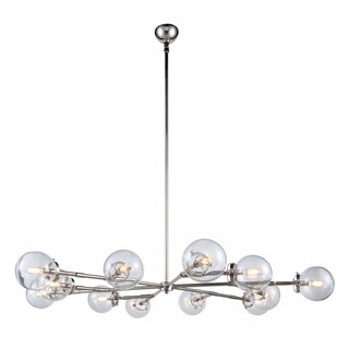 Royce Edge 12-Light Chandelier (Burnished Brass&Flat Black, Polished Nickel) (Nickel - Polished Nickel) - Chandeliers For Bedrooms by Overstock.com