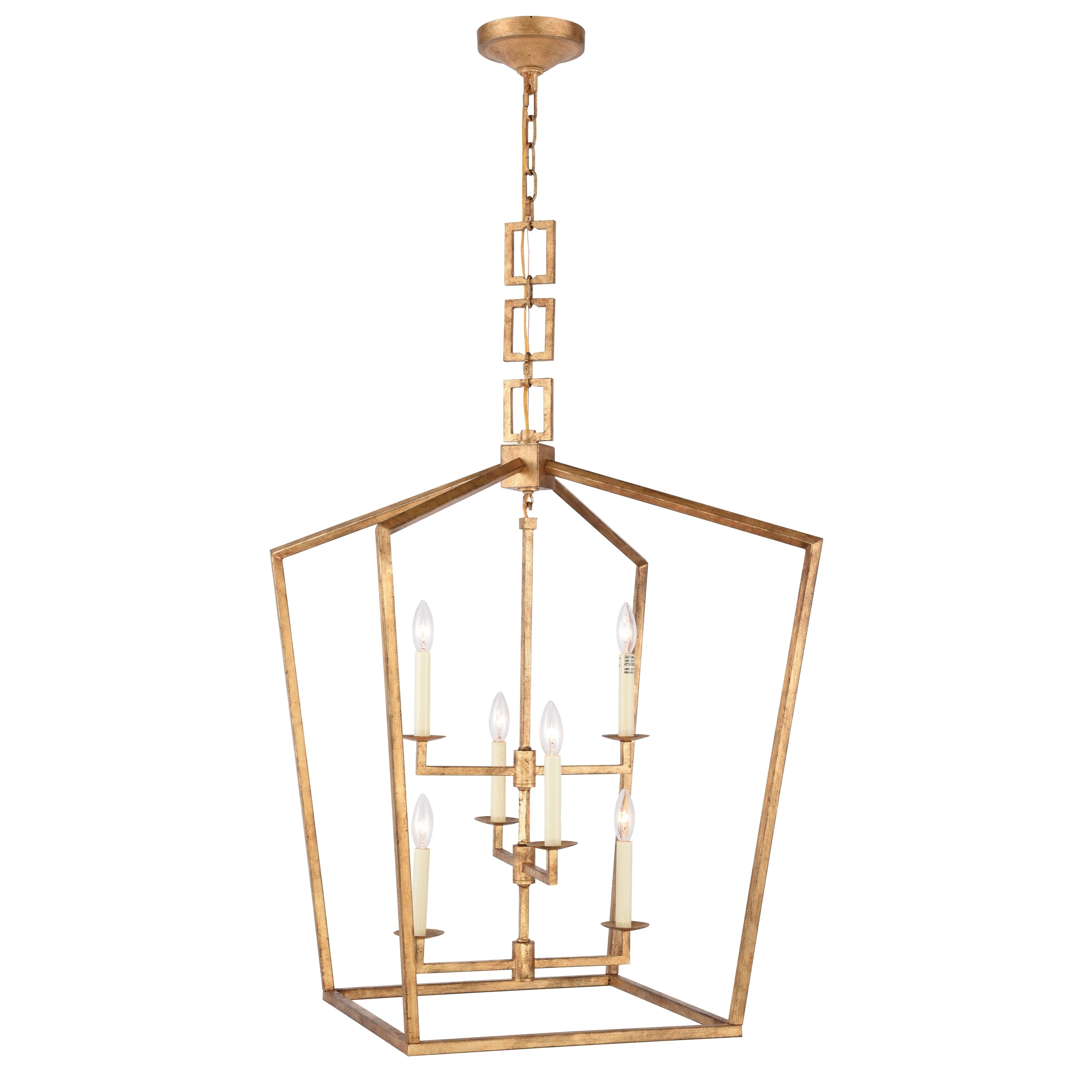 Royce Edge 6-Light Chandelier (Golden Iron, Ivory Wash, Polished Nickel, Vintage Bronze) (Gold - golden iron) - Chandeliers For Bedrooms by Overstock.com