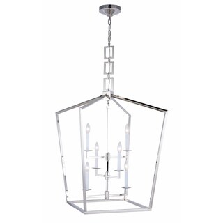 Royce Edge 6-Light Chandelier (Golden Iron, Ivory Wash, Polished Nickel, Vintage Bronze) (Nickel - Polished Nickel) - Chandeliers For Bedrooms by Overstock.com