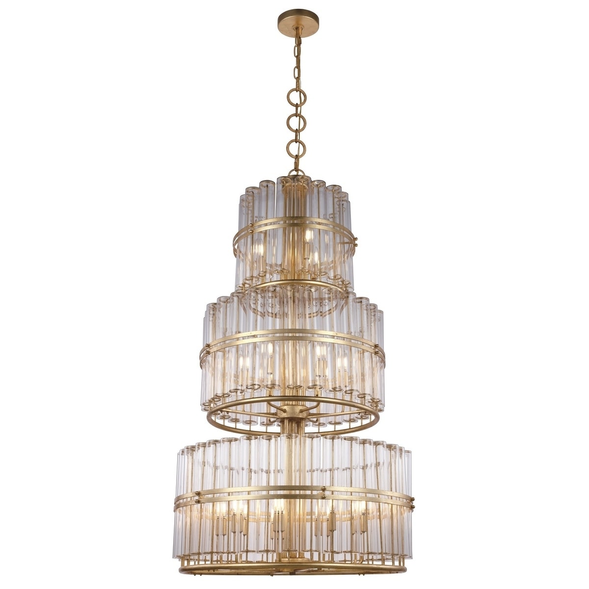 Royce Edge 18-Light Chandelier (Antique Gold Leaf, Antique Silver Leaf) (antique gold leaf) - Chandeliers For Bedrooms by Overstock.com