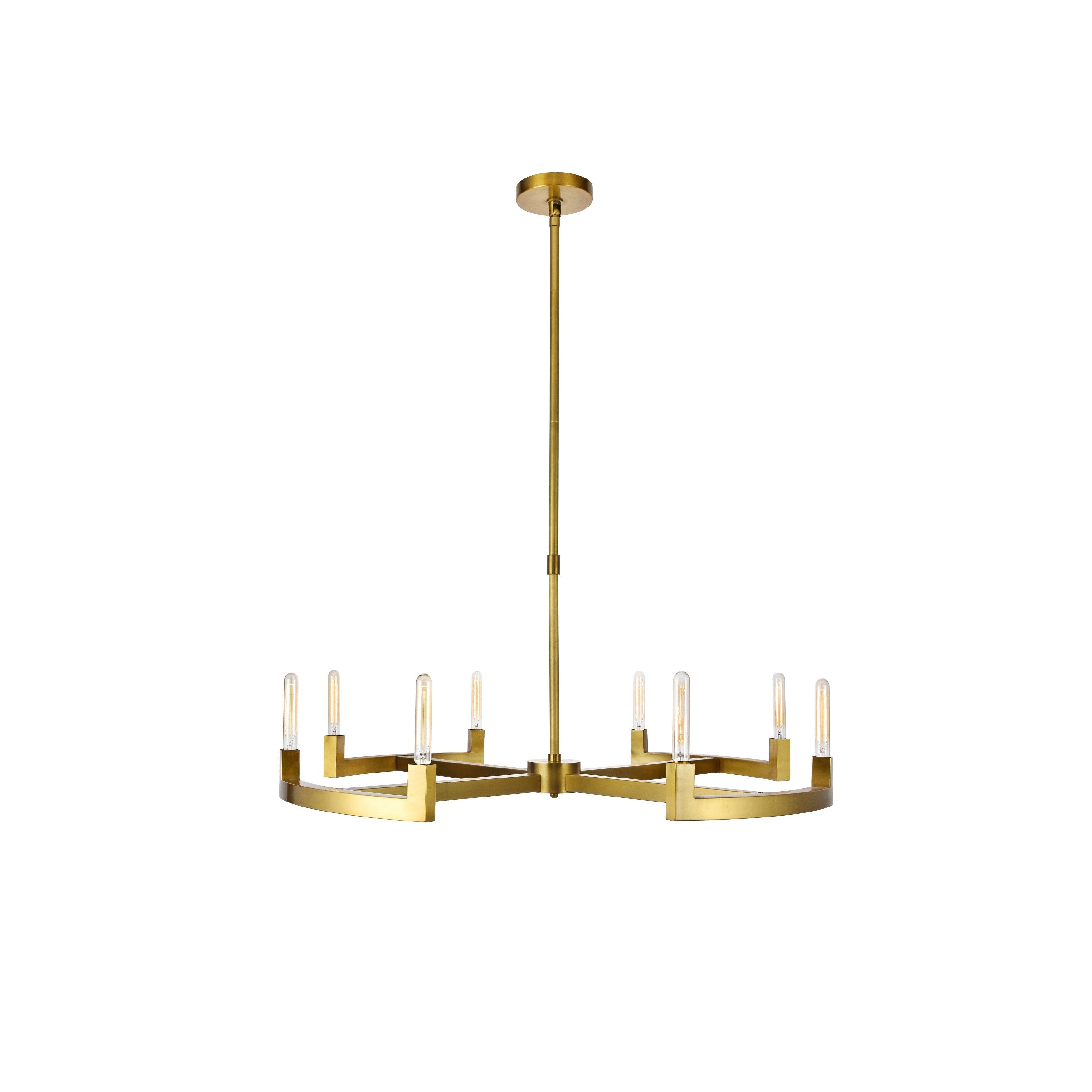 Royce Edge 8-Light Chandelier (Burnished Brass, Bronze, Polished Nickel) (Brass - burnished brass) - Chandeliers For Bedrooms by Overstock.com