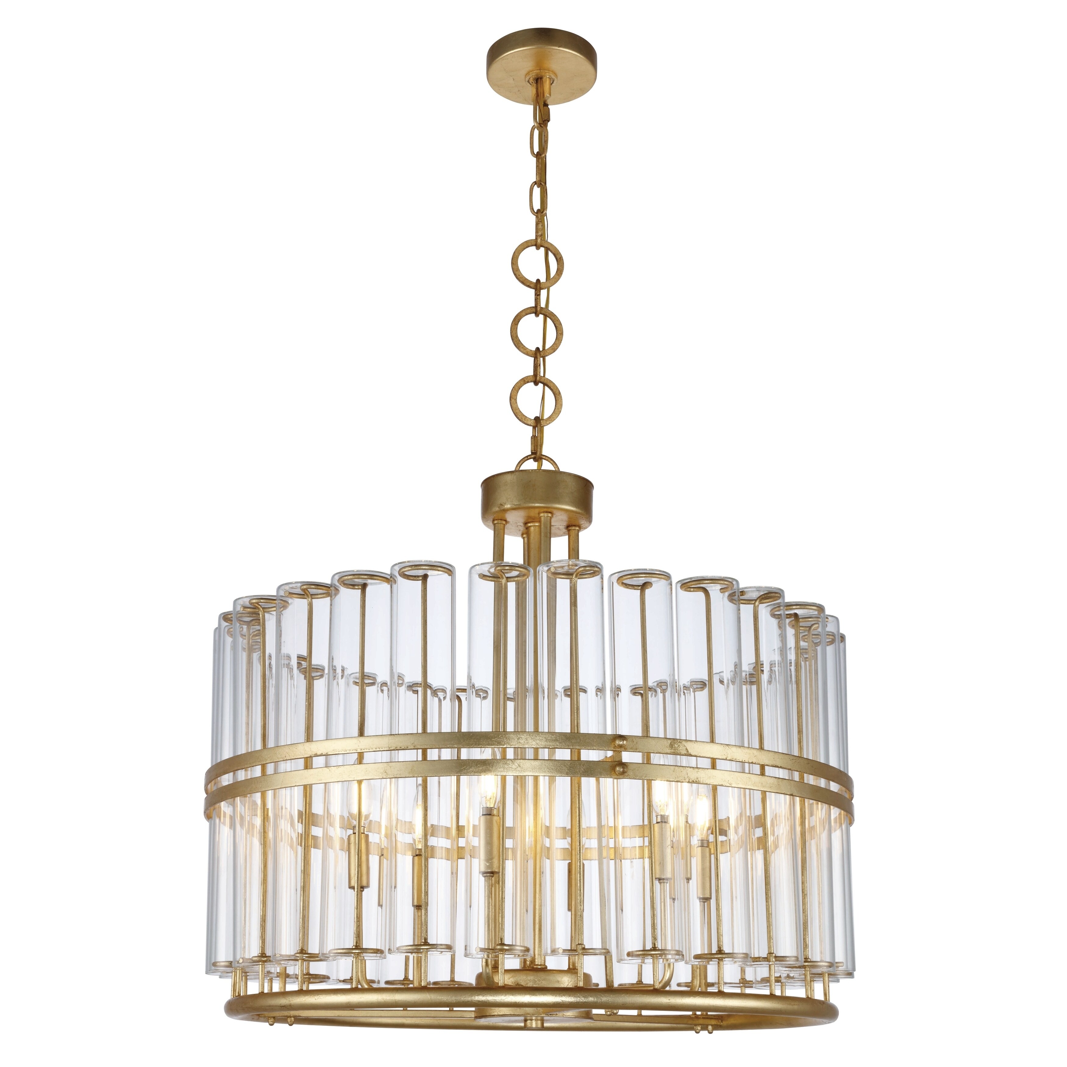Royce Edge 6-Light Chandelier (Antique Gold Leaf, Antique Silver Leaf) (antique gold leaf) - Chandeliers For Bedrooms by Overstock.com