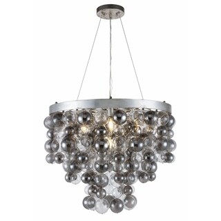 Royce Edge 7-Light Chandelier (Antique Gold Leaf, Antique Silver Leaf) (N/A - antique silver leaf) - Chandeliers For Bedrooms by Overstock.com